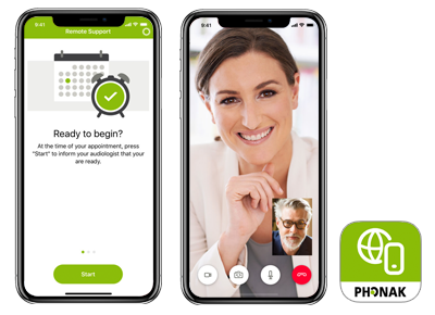Phonak's MyPhonak smartphone app that lets you connect directly with your hearing health care provider for questions and remote programming
