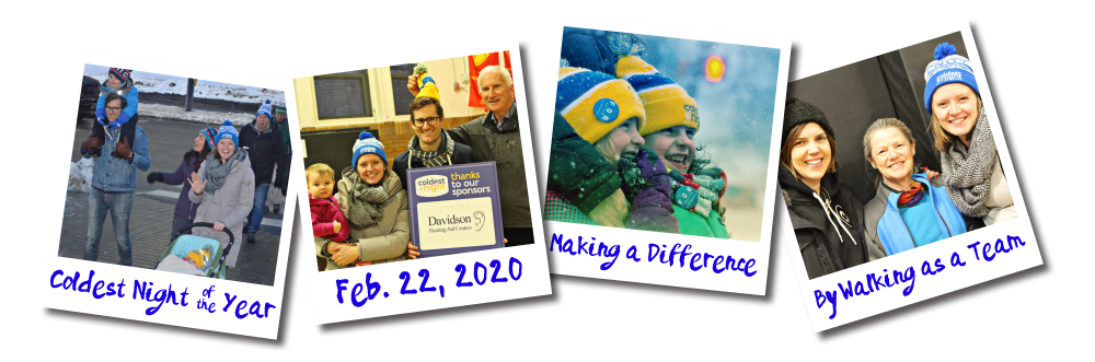 Photos of the Davidson Hearing Aid Centres Team participating in the 2019 Coldest Night of the Year fundraiser